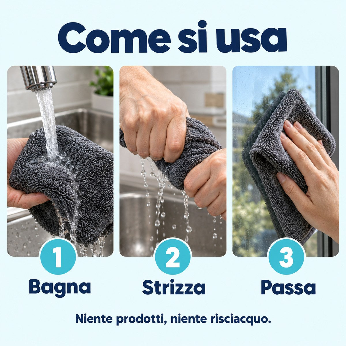 Come si usa: bagna, strizza, passa